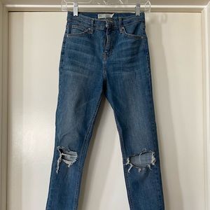 Topshop High Waisted Ripped Skinny Jeans size 26